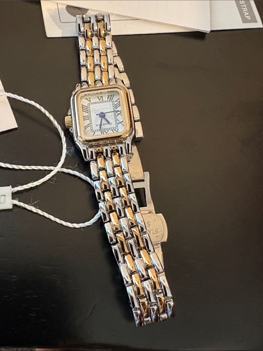 Women’s watch Silver/Gold Rectangle Watches + 7” Bracelet.